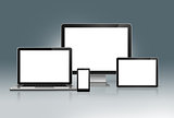 High Tech Computer Set on a futuristic grey background