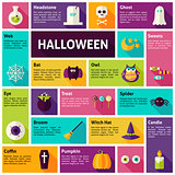Flat Design Vector Icons Infographic Halloween Holiday Concept