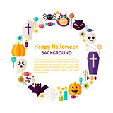 Flat Style Vector Circle Template Collection of Halloween Holida