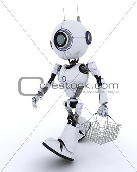 Robot with a shopping basket