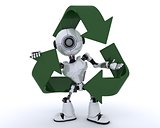 Robot with recycling symbol