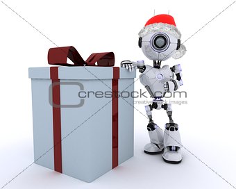 Robot with a christmas gift