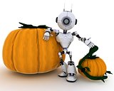 Robot with holiday pumpkin