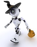 Robot with holiday jack-o-lantern