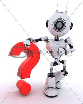 Robot with question mark symbol