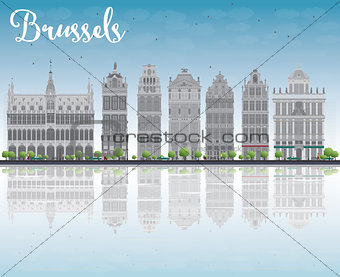 Brussels skyline with Ornate buildings of Grand Place
