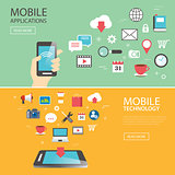mobile application technology banner template flat design