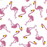 Seamless Funny Cartoon Flamingo