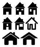 Set of black web home icon, symbol. Vector illustration isolated on white background.