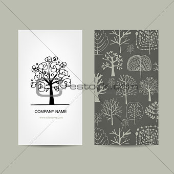 Business card design, floral tree