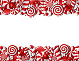 Frame made of red and white candies
