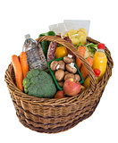 Shopping basket with foods fruits and vegetables