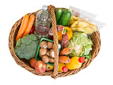 Shopping basket with foods fruits and vegetables