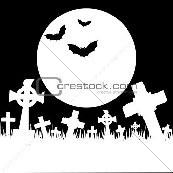 Halloween card with cemetery
