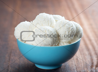 Vanilla ice cream in bowl