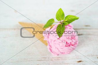 Close up strawberry ice cream