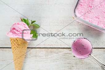 Close up berry ice cream