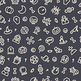 Halloween Seamless Pattern With Icons Dark