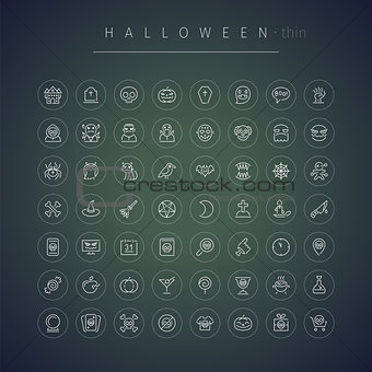 Halloween Thin Rounded Icons Set