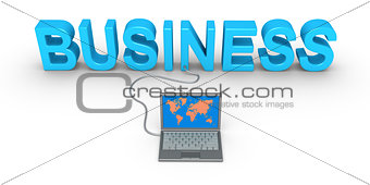 Business word and laptop