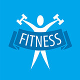 Abstract vector logo for fitness clubs on a blue background