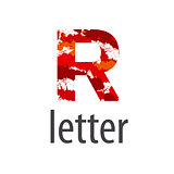 Abstract vector logo letter R made of colorful splash