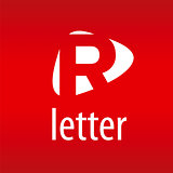 Abstract vector logo letter R on a red background