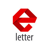Abstract vector logo red ribbon in the shape of the letter E