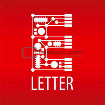 Abstract vector logo the letter E in the form of a chip