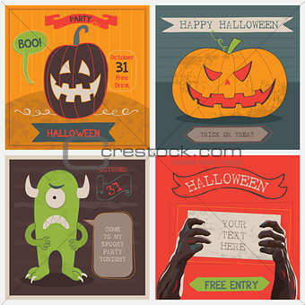 Halloween Cards set. Vector illustration