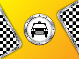 Taxi advertising background with metallic badge