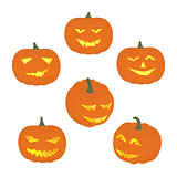 Set cheerful  funny and angry pumpkins at Halloween.