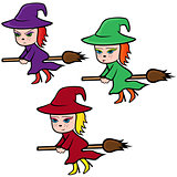 Halloween set of three colorful witches