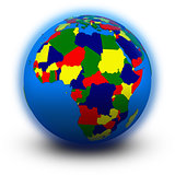 Africa on political globe