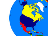 north american continent on political globe
