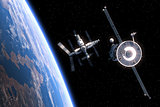 The Spacecraft Flies To Space Station