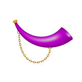 Hunting horn in purple design with golden chain