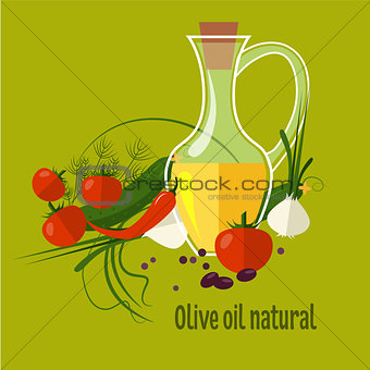 Carafe with Olive Oil Isolated on Background