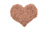 Brown lentils in a heart shape