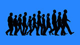 Group of people walking silhouettes