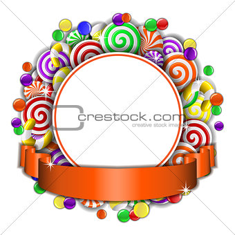 Frame with colorful candies.