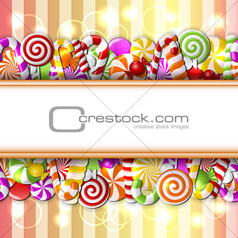 Sweet banner with colorful candies.