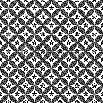 Black and white vector intricate pattern of flowers
