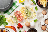 Pasta cooking ingredients and utensils