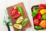 Fresh colorful bell pepper cooking