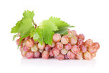 Bunch of red grapes with leaves