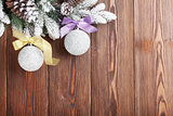 Christmas background with firtree and baubles