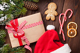 Christmas gift box and santa hat