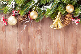 Christmas background with fir tree and decor