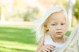 Meloncholy Portrait of Cute Little Girl Outside